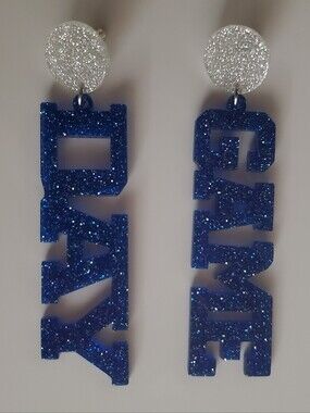 Blue & Silver "GAMEDAY" Drop Earrings